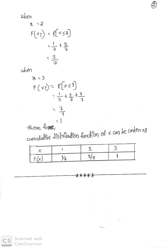 When a = 2 F(xo) - P[<<a] 5 + when 2-3 F(x1) = P[x3] - 1/4 + 2 + + + there forme, cumulative distribution function of x can b