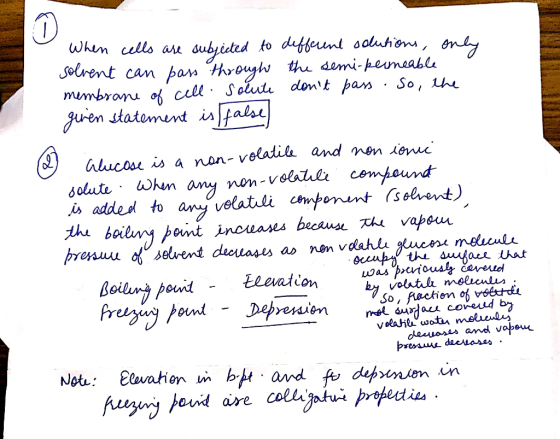 When cells are subjected to different solutions, only solvent can pass through the semi-permeable membrane of cell solute don