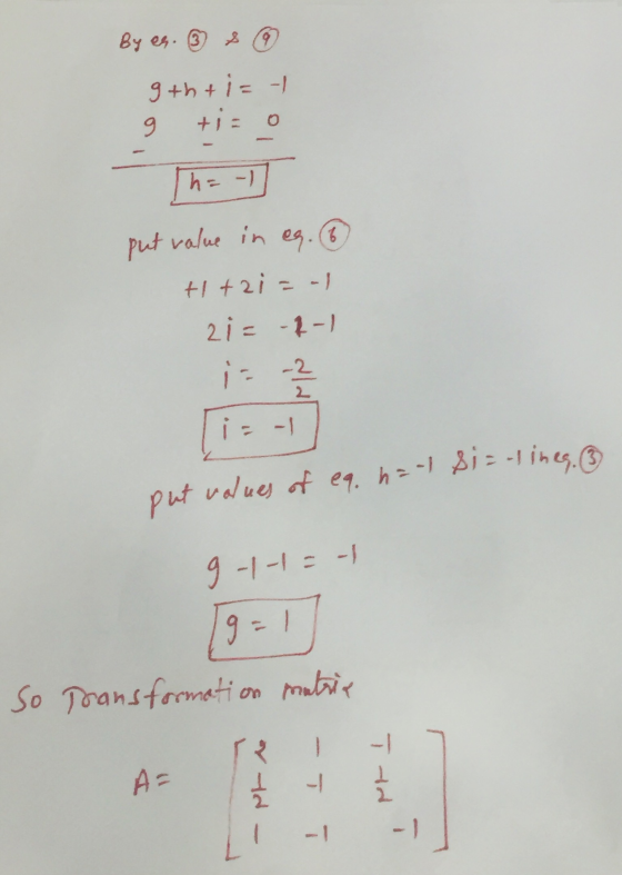put values of eq. han si=-lineg. By es. ② s 9 9th+ i=-| + i= 0 9 h = -1 put value in eg. I + H2i = -1 2i= -1-1 i - -2 2 i = -