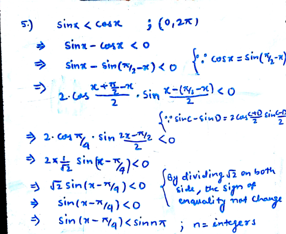 5.) sin( ficos -> sina a cosa ; (0,2%) Sinn- cosa co Cos* = sin(9-) sina 112-*)< 0 2.cas ****, sin X=(**)< 0 frosinca esine-s