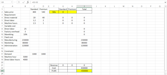 x fc B =121-122 C D Standard Premium 400 540 E F I Total J K L M N O P Q G H Standard Premium 0 Ε Mix 40 20 1.2 1.5 2 1 0 25