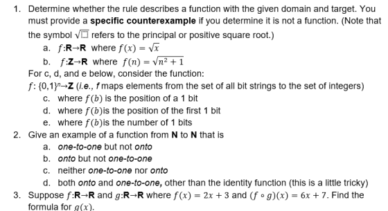 Determine whether the rule describe a function wit