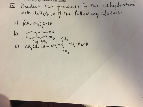 predict the products from the dehydration with H2S