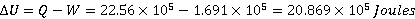 22.56 × 105- 5ー20.869 × 105 Joules AU = Q _ W 1.691x 10