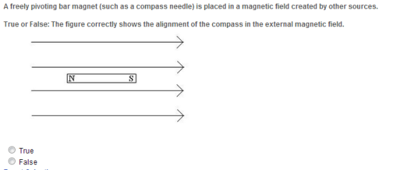 A freely pivoting bar magnet (such as a compass ne