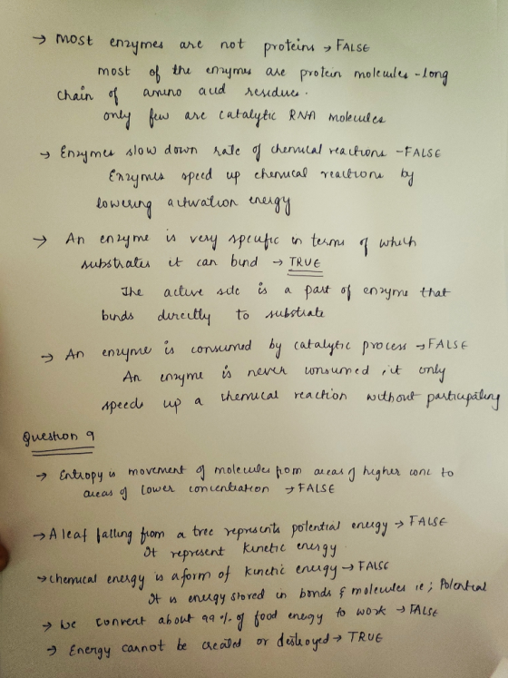 rvost em mes are not potein, FALSE most o thu emyms ae protein moleule Long chain arwno aud en dua lowuung autwatuon ene Mubstratu ut can bund → TRUE binds dureu to substut An envymu onumud hy catalytic prouesFALSE nped up a themuca raue guestuon o areas 입 lower concert,akon, FALSE 9chenucal energy w aforn of kun ete energy → FAlsc Energy casnot te ceatd or deäk oud TRuE