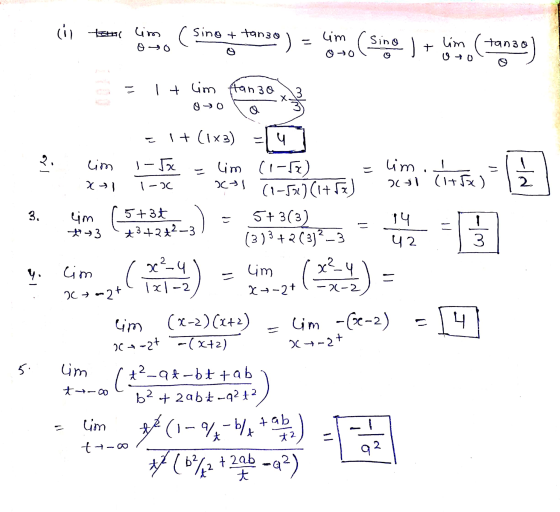 (i tom Lim ( sino + tango lim 0 +0 050 Sino lim tanzo 10 ] + Oto It lim stanza I + (1x3) = - 4 2 lim 1-5 1 = = lim. 2011 (1+
