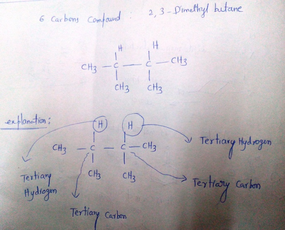3Dimefhyl hutane 2 6 Car bons Comod 6Carbony Confaud CH2CC cH3 cH3 explan CH Tertiary Hydyoger Tertia