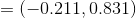 =(-0.211 ,0.831)