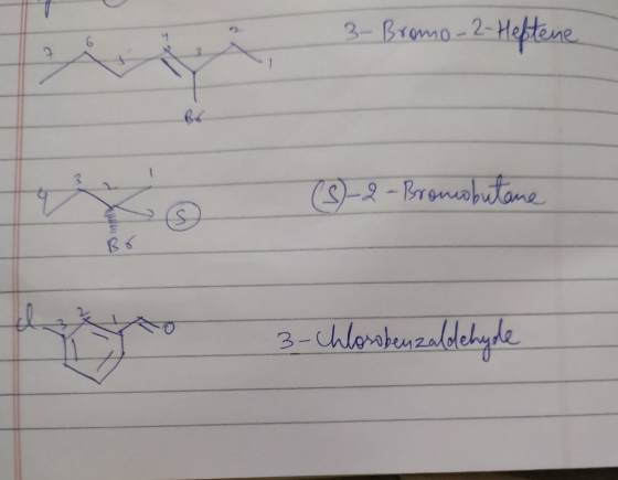 3-Bromo-2- 2-Heftene 6 7 BY Br 3 (s)-2-Bromobutane Br 3- Chombenzaldehyde