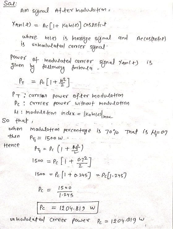 signal and Sali Am signal Afeter modulation = Yam(t) = Ac[1+ Kam14)] colorfcct where mit) is message Ae cos(irfet) is un mocl