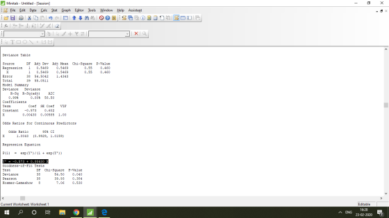 - x Minitab - Untitled - [Session] ISS File Edit Data Calc Stat Graph Editor Tools Window Help Assistant H%20TIA DE SOOSSO if