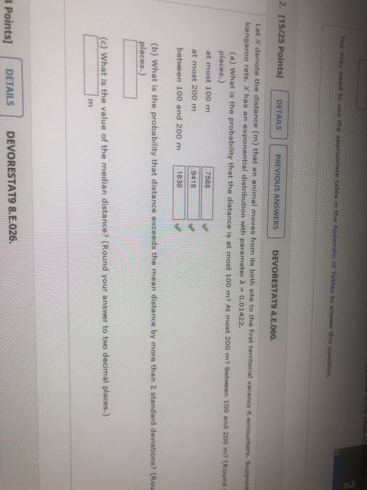 You may need to use the appropriate table in the Appendix of Tables to answer this question 2. (15/25 Points) DETAILS PREVIOU