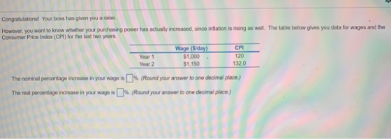 Congratulations! Your boss has given you a raise However, you want to know whether your purchasing power has actually increas
