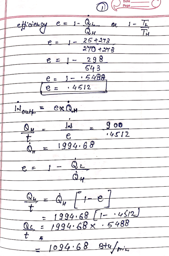 Date Page efficiency ez 1. Qu a 1 - 7 - 25 + 273 2707273 el- _298 543 e- j - 15488 Les 4512 Wouth = ex Qouth Qy. Jed_ z__900