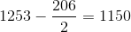 1253-\frac{206}{2}=1150