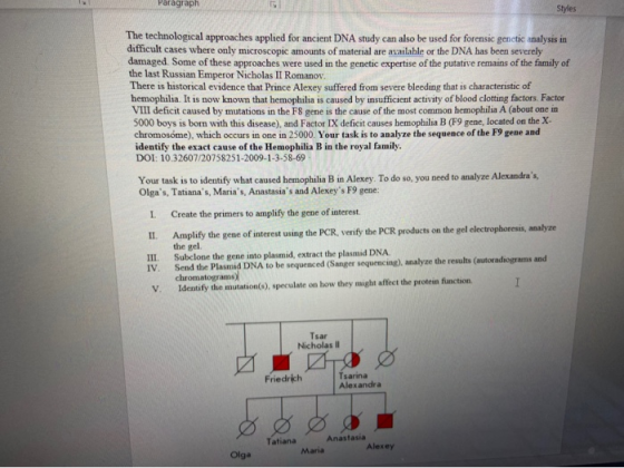 Paragraph Styles The technological approaches applied for ancient DNA study can also be used for forensic genetic analysis in
