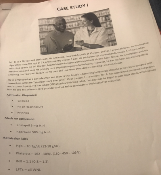 CASE STUDY I with his wife of 35 years, and has 2 grown children. He has smoked rt failure. He is compliant with his he has n