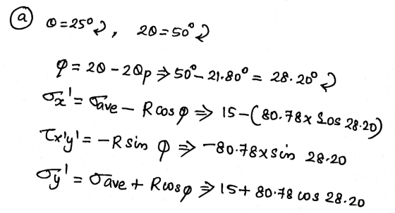 a O = 250], 20-50°3 9 = 20 - 2Qp = 50° 21.80° = 28.2003 ones Tave – Roos g => 15-(80.78x Los 28-20) Exty = – Rsim --R sin q