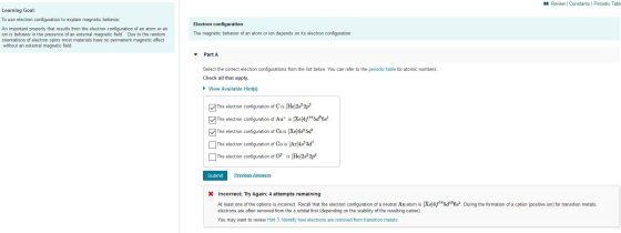 A Review Constants Periodic Table Learning Goal: To use electron configuration to explain magnetic behavior. Electron configu