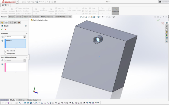 35 SOLIDWORKS Part1 > Search Com Referenc... Curves Instant3D Jº Swept Boss/Base Extruded Revolved Lofted Boss/Base Boss/Base