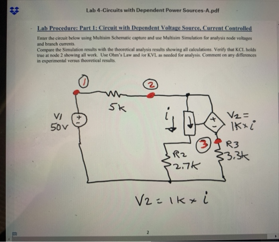 Lab 4-Circuits with Dependent Power Sources-A.pdf Lab Procedure: Part 1: Circuit with Dependent Voltage Source, Current Contr
