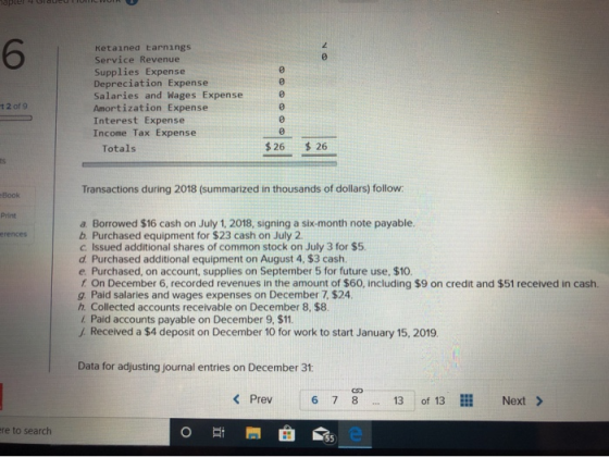apel EU LIUN WUR1 Retained tarnings Service Revenue Supplies Expense Depreciation Expense Salaries and Wages Expense Amortiza