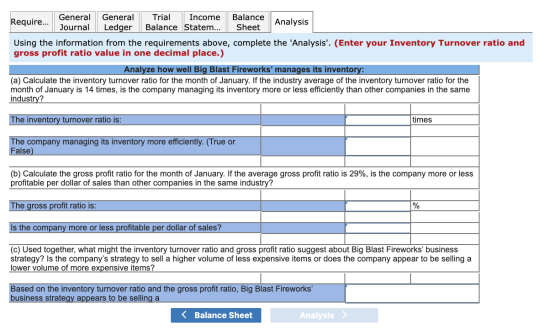 Analysis General General Trial Require... Balance Income Journal | Ledger Balance Statem... Sheet Using the information from
