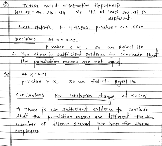 @ S To test null of alternative Hypothesis Ho er = 12 = 48 = 14 Ys Mi: At least one ai is different test Statistik, F = 4:438