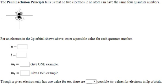 The Pauli Exclusion Principle tells us that no two electrons in an atom can have the same four quantum numbers. For an electr
