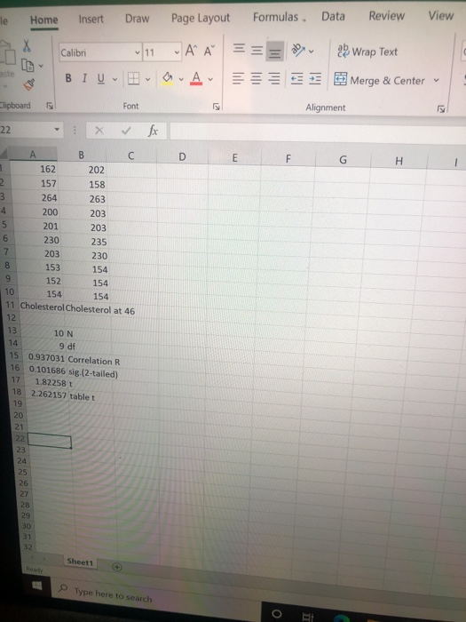 le Home Insert Draw Page Layout Formulas. Data Review View X Calibri 11 ν Α Α a Wrap Text aste BIU V a. Av Merge & Center Cl