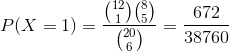 672 P(X = 1) = 38760
