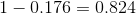 1-0.176=0.824