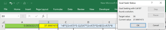 S = = New Microsoft E Goal Seek Status ? X File Home Insert Page Layout Formulas Data Review View Developer He Goal Seeking f
