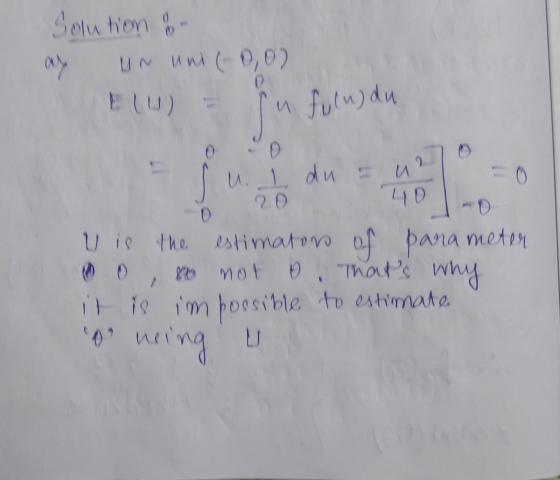 Solution or ay U um (-0,0) (U) u fuluodu 2. U. I du u 20 40 0 U is the estimations of parameter 80 not o. Thats why it is im