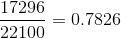 \frac{17296}{22100}=0.7826