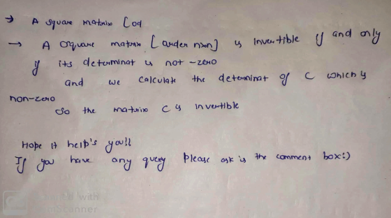 - A square matrix Cod A square maturxo Louder nan] is invertible y and only its determinat us and which y determinat of Calcu