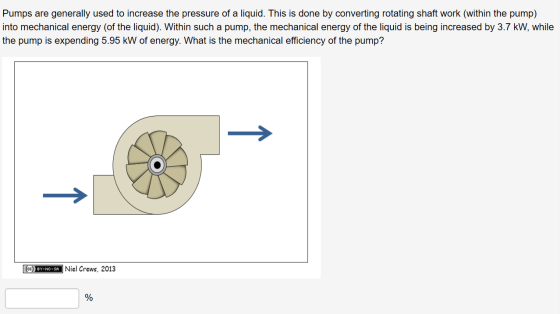 Pumps are generally used to increase the pressure of a liquid. This is done by converting rotating shaft work (within the pum