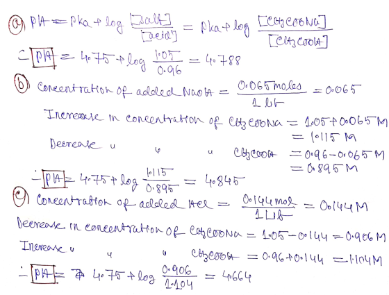 © PlA = pka log 20043 = plat long [Cats Cotona] ciplatz 4.75 +log Soba = 4.788 [2l4z coolt) Concentration of added Naota = -