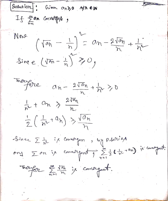 [Solutions: hiren anyo AN EIN If an converges ; ime ivan - ] = an- qvam + tin Sime e. (Vam - ) 30, morfore an- 2. Jan h o hot