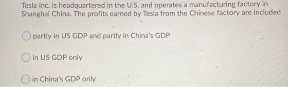 Tesla Inc. is headquartered in the U.S. and operates a manufacturing factory in Shanghai China. The profits earned by Tesla f