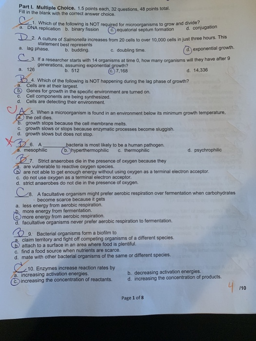 Part I. Multiple Choice. 1.5 points each, 32 questions, 48 points to Fill in the blank with the correct answer choice. 1. Whi