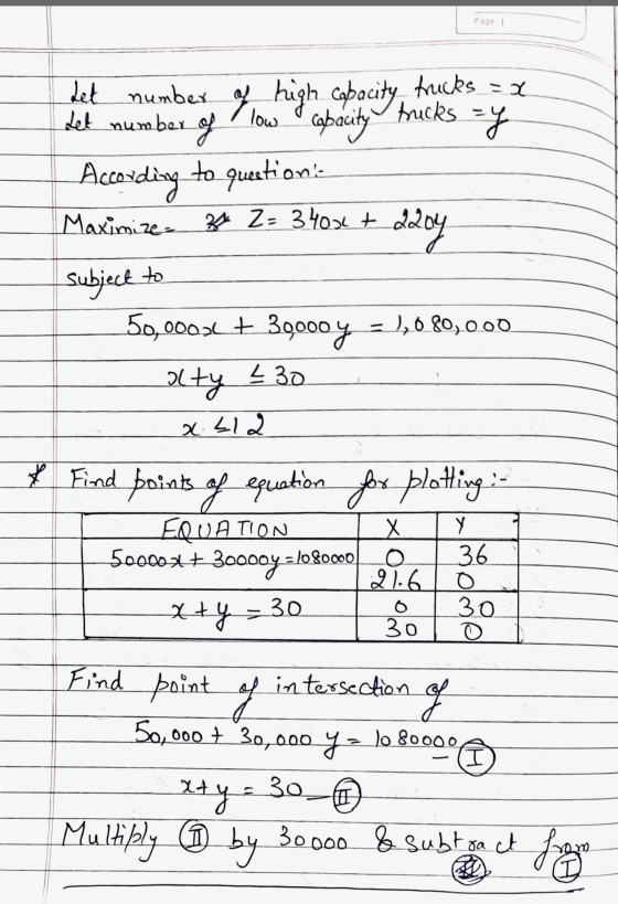 Page 1 ym high cabacity, trucks = x trucks number of =y Let number of high capacity capacity According to questions 2204 Maxi