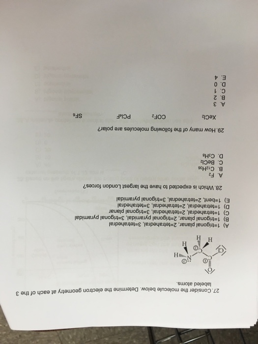 Consider the molecule below Determine the electron