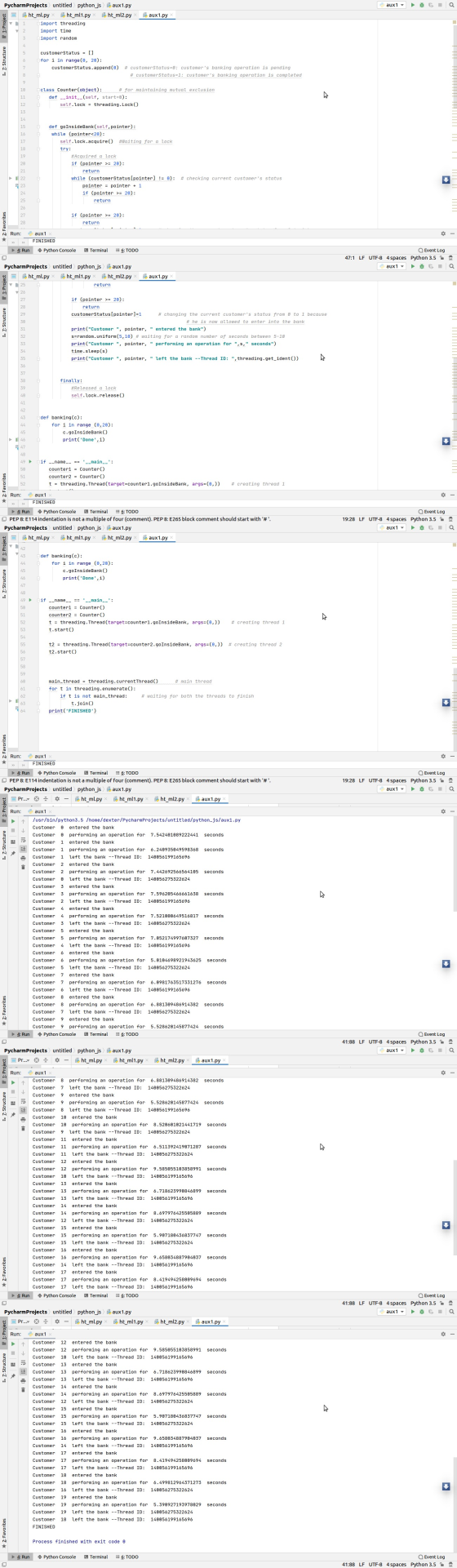 aux 1 - Q te aux 1.py Pycharm Projects untitled pythonjs te aux1.py ht_ml.py te ht_ml1.py teht_ml2.py import threading import