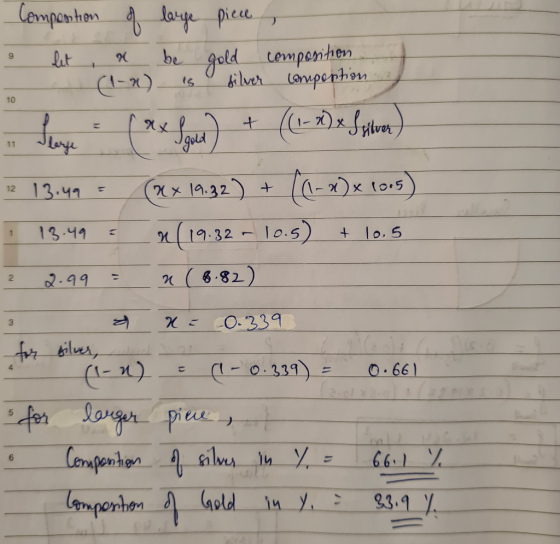 7 9 9 + is 10 こ + Cempention of large piece be gold composition (1-4) silver composition Sgold (C1-)x Syilver) (ax 19.32) + (
