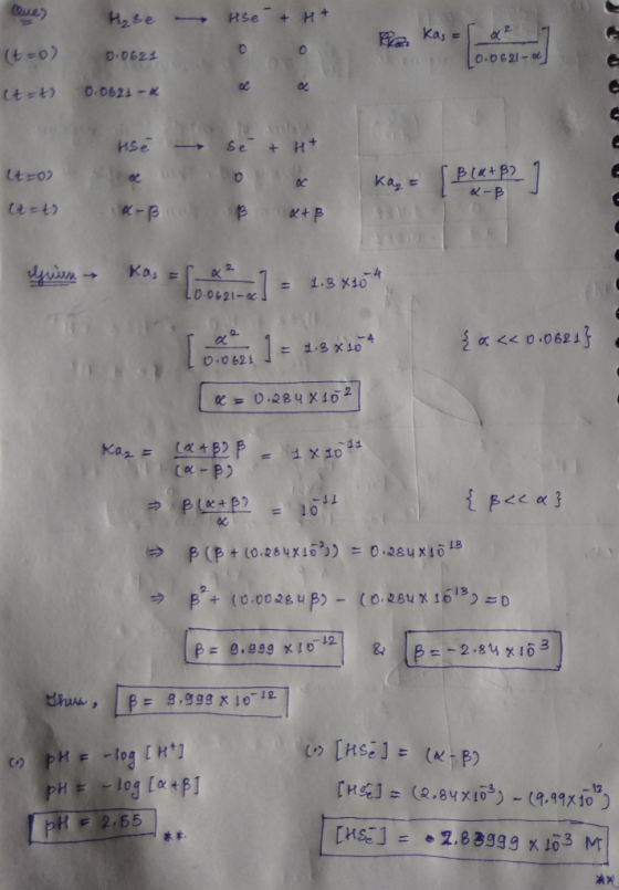 H₂Be Ise + +H+ kas = 22 0.0621 - (40) it=t) 0.0624 0.0621-4 14:00 It-t) usé t - B Se + H+ orx B & B Kag= Bla+ P2 ] L - Siis k
