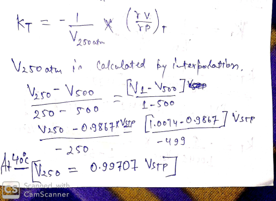 Ky = - x (6) 280 V250 atm in calculated by interpolation, Vigo - V.00 Ne- Voo ] Keep 250 5001 - 500 Veso - 0.9867KVstp 1.0074