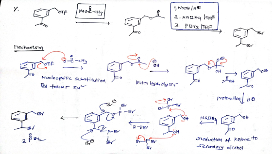 + NaOH [u ® 2. Naisty (THE 3. PВrs ITHE Mechanism ETCOTf 94-cy DO Nucleophilic substitution By follows SN Eston Hydrolysis 37