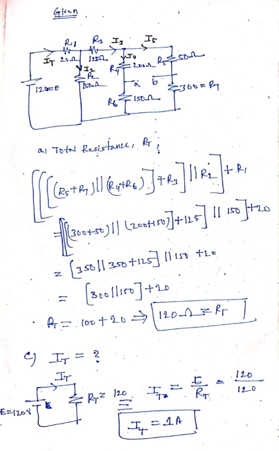 Given Rus Rs Is I5 IT ZIR sor R 1952. y YIL 2oor RYT RE sad a b R6i 150.1 12.00E 3002 • Ry aj Total Resistance, Roy IARI B:+8